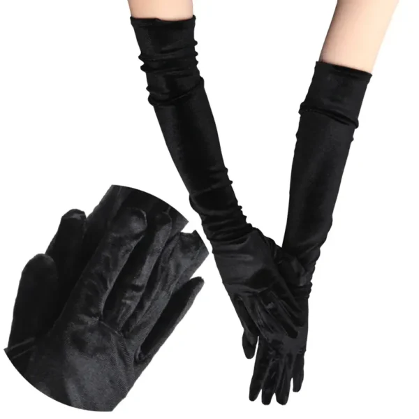 Gants longs en velours noir, élastiques, chauds, étiquette, style vintage, décoratifs, pour femme, soirée, spectacle d'opéra 19 décembre 2024 Kotazando