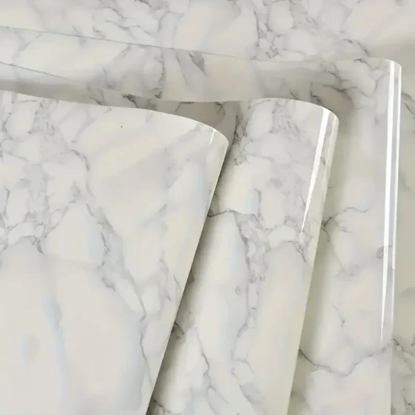 Papier peint en marbre blanc foncé longue durée, à décoller et à coller, facile à enlever, imperméable, revêtement en plastique durable pour le style du comptoir de cuisine et de la salle de bain – Image 3