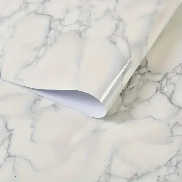 Papier peint en marbre blanc foncé longue durée, à décoller et à coller, facile à enlever, imperméable, revêtement en plastique durable pour le style du comptoir de cuisine et de la salle de bain – Image 4