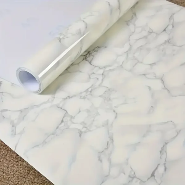 Papier peint en marbre blanc foncé longue durée, à décoller et à coller, facile à enlever, imperméable, revêtement en plastique durable pour le style du comptoir de cuisine et de la salle de bain – Image 6