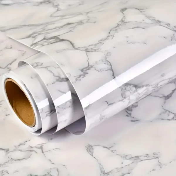 Papier peint en marbre blanc foncé longue durée, à décoller et à coller, facile à enlever, imperméable, revêtement en plastique durable pour le style du comptoir de cuisine et de la salle de bain – Image 7