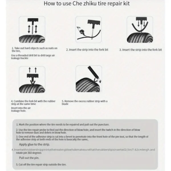 Kit de réparation de pneu d'urgence avec bandes en caoutchouc et solution de colle pour voiture, moto et véhicules à batterie - Réparation rapide et facile des crevaisons et des pneus crevés 18 décembre 2024 Kotazando