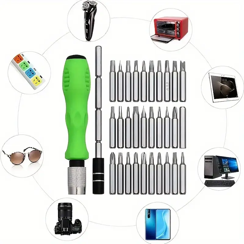 Jeu de tournevis de précision multifonctions 32 en 1, acier inoxydable, pointe magnétique, non chargé, avec kit de réparation pour l'entretien des téléphones portables et des ordinateurs portables 5 Jeu de tournevis de précision multifonctions 32 en 1, acier inoxydable, pointe magnétique, non chargé, avec kit de réparation pour l'entretien des téléphones portables et des ordinateurs portables – Image 4