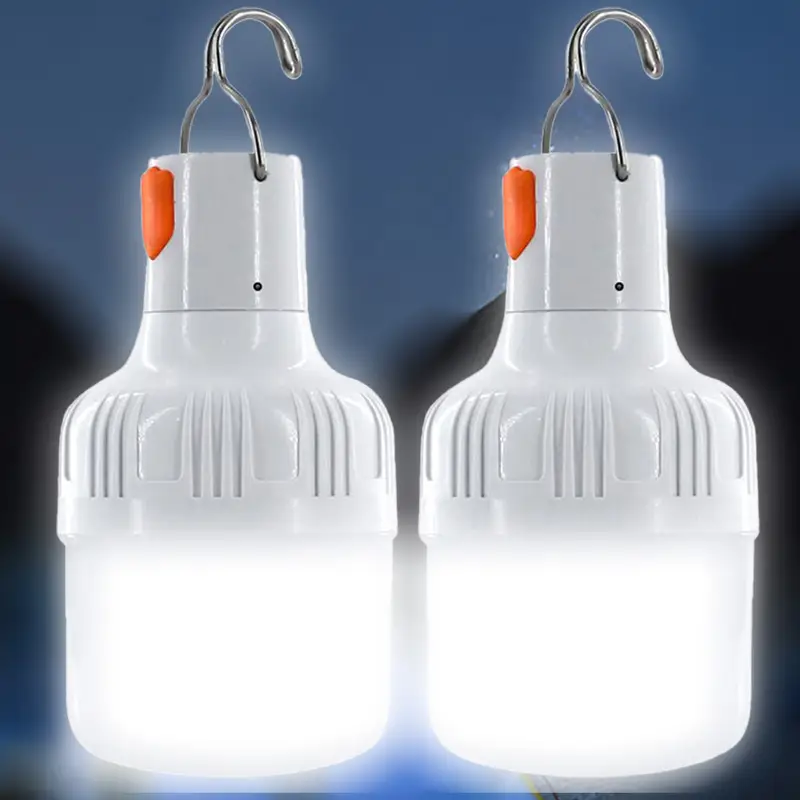 Lot de 2 lampes de camping rechargeables USB, veilleuse portable avec crochet, lampe torche d'urgence en matériau ABS, pour le camping, l'exploration et la pêche en plein air 3 Lot de 2 lampes de camping rechargeables USB, veilleuse portable avec crochet, lampe torche d'urgence en matériau ABS, pour le camping, l'exploration et la pêche en plein air – Image 2