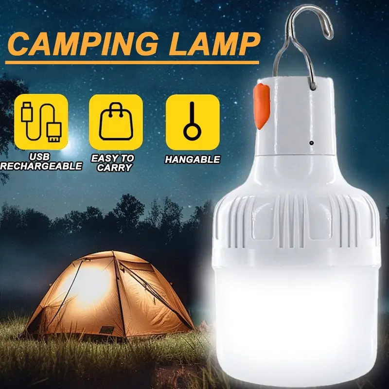 Lot de 2 lampes de camping rechargeables USB, veilleuse portable avec crochet, lampe torche d'urgence en matériau ABS, pour le camping, l'exploration et la pêche en plein air 2 Lot de 2 lampes de camping rechargeables USB, veilleuse portable avec crochet, lampe torche d'urgence en matériau ABS, pour le camping, l'exploration et la pêche en plein air