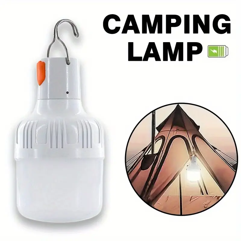 Lot de 2 lampes de camping rechargeables USB, veilleuse portable avec crochet, lampe torche d'urgence en matériau ABS, pour le camping, l'exploration et la pêche en plein air 5 Lot de 2 lampes de camping rechargeables USB, veilleuse portable avec crochet, lampe torche d'urgence en matériau ABS, pour le camping, l'exploration et la pêche en plein air – Image 4