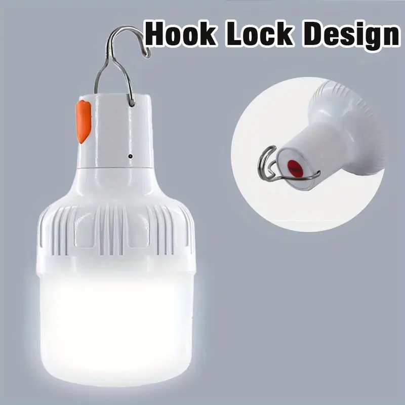 Lot de 2 lampes de camping rechargeables USB, veilleuse portable avec crochet, lampe torche d'urgence en matériau ABS, pour le camping, l'exploration et la pêche en plein air 9 Lot de 2 lampes de camping rechargeables USB, veilleuse portable avec crochet, lampe torche d'urgence en matériau ABS, pour le camping, l'exploration et la pêche en plein air – Image 8