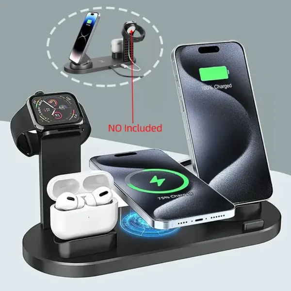 Support de chargeur sans fil VIKEFON avec support de téléphone amovible, Station de charge rapide pour Apple Watch, iPhone 15/14/13/12/11/X, Mode d'alimentation USB, tension de fonctionnement ≤ 36 V, aucune batterie requise – Image 12