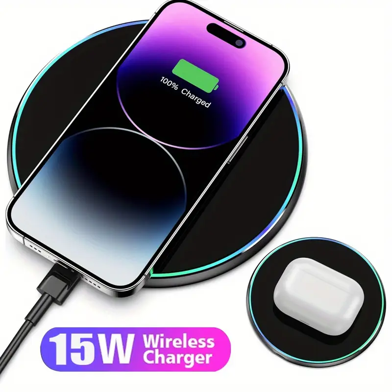 Chargeur sans fil USB-C 15 W avec indicateur LED, Charge rapide pour smartphones et tablettes 6 Chargeur sans fil USB-C 15 W avec indicateur LED, Charge rapide pour smartphones et tablettes – Image 5