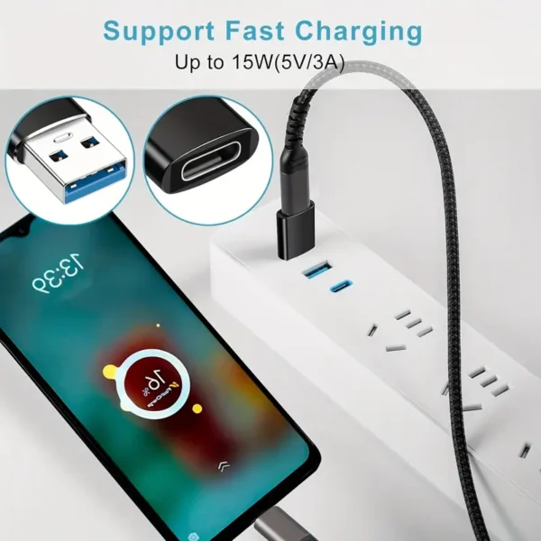 Lot de 4 connecteurs USB vers USB C, comprenant 2 convertisseurs de chargeur de type C femelle vers A mâle et 2 adaptateurs USB C mâle vers USB 3.0 femelle OTG pour iPhone 15 Pro Max Plus, Apple Watch, pour marque électronique, pour AirPods, utilisation en voiture – Image 5