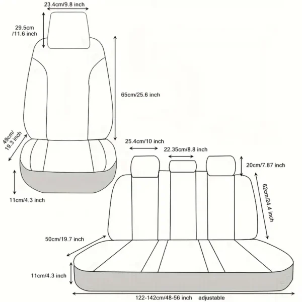 Lot de 9 housses de siège de voiture en similicuir, Convient pour les berlines, SUV et pick-up, protection facile à nettoyer - Image 9