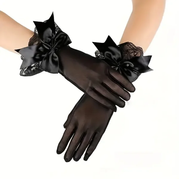 Gants élégants en dentelle noire avec détail nœud, Gants courts en polyester d'inspiration vintage pour femmes, Idéal pour les mariages, les fêtes de mariage et les événements spéciaux 19 décembre 2024 Kotazando