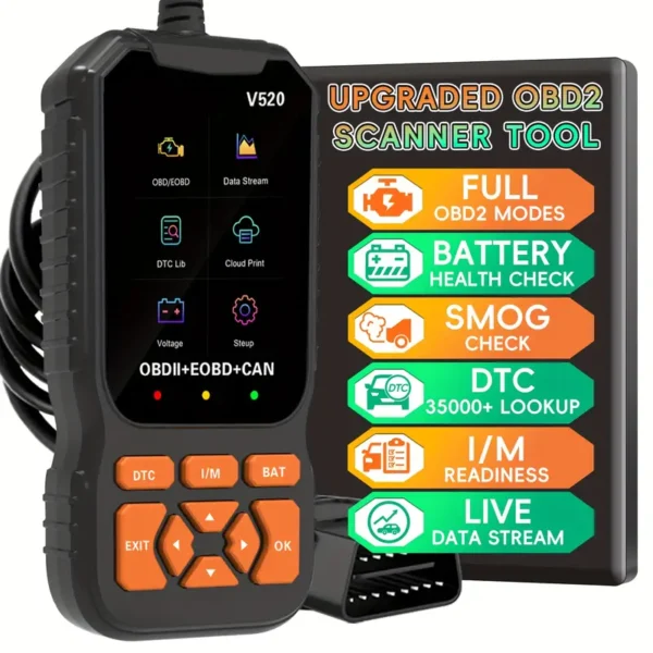 Outil de diagnostic professionnel OBD2, lecteur de codes de voyant de contrôle du moteur, scanner OBD2 avec réinitialisation, mode 6, mode 8 et préparation I/M, outil de diagnostic de scanner de voiture OBDII/EOBD Plug & Play pour toutes les voitures après 1996