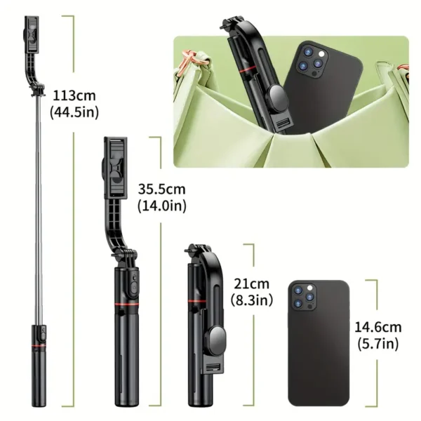 Perche à selfie portable de 111,76 cm avec télécommande sans fil, support extensible pour smartphone, rotation à 360 degrés, compatible avec iPhone 13 12 11 Pro Xs Max Xr X 8 7 6 Plus, smartphones Android Samsung 13 décembre 2024 Kotazando