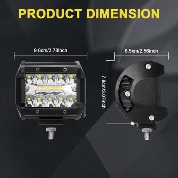 Kit de 2 lampes de travail à LED avec faisceau de câbles, relais, fusible, interrupteur, Ensemble de lumière blanche de 4 pouces pour véhicules tout-terrain, camions, construction, utilitaires, Corps en aluminium 36 V max - Image 5