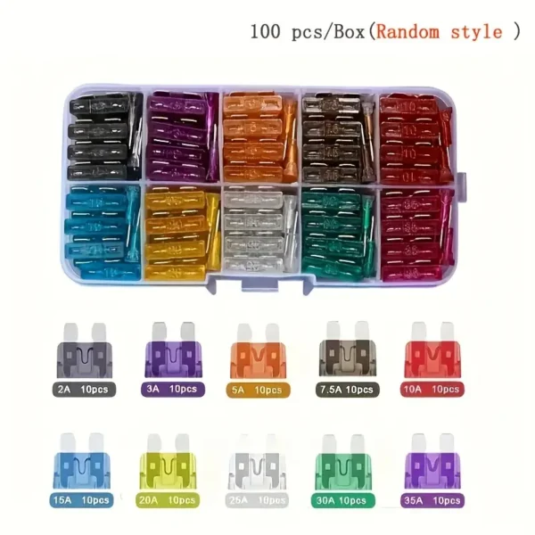 Assortiment de 100 fusibles de taille moyenne pour voiture, Polyvalent pour voitures et camions – Image 4