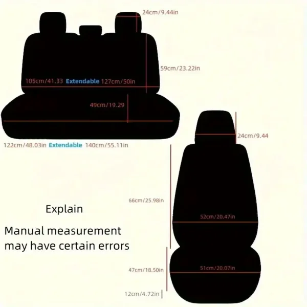 Ensemble de housses de siège de voiture en similicuir à ajustement universel, compatibles avec 5 places, garnies d'éponge, faciles d'entretien, nettoyage à sec professionnel, avec enveloppe complète pour un rembourrage de luxe toutes saisons - Image 6