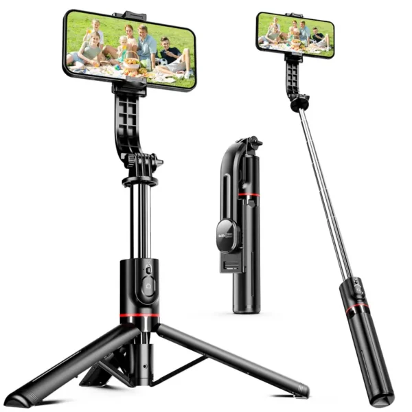 Perche à selfie portable de 111,76 cm avec télécommande sans fil, support extensible pour smartphone, rotation à 360 degrés, compatible avec iPhone 13 12 11 Pro Xs Max Xr X 8 7 6 Plus, smartphones Android Samsung 13 décembre 2024 Kotazando