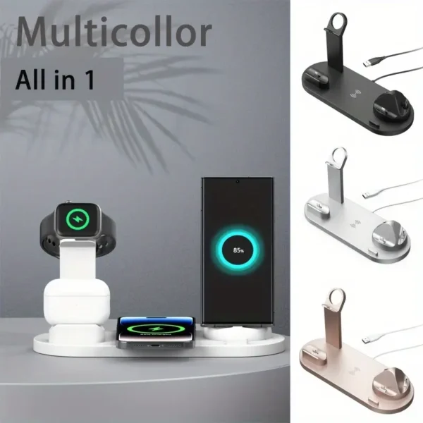 Support de chargeur sans fil VIKEFON avec support de téléphone amovible, Station de charge rapide pour Apple Watch, iPhone 15/14/13/12/11/X, Mode d'alimentation USB, tension de fonctionnement ≤ 36 V, aucune batterie requise – Image 8
