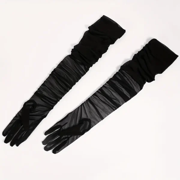 Gants en dentelle romantique de 70 cm de long, parfaits pour l'opéra, Halloween, la danse ou le mariage, Noir, transparent et extensible - Image 7