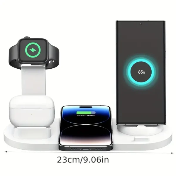 Support de chargeur sans fil VIKEFON avec support de téléphone amovible, Station de charge rapide pour Apple Watch, iPhone 15/14/13/12/11/X, Mode d'alimentation USB, tension de fonctionnement ≤ 36 V, aucune batterie requise – Image 4