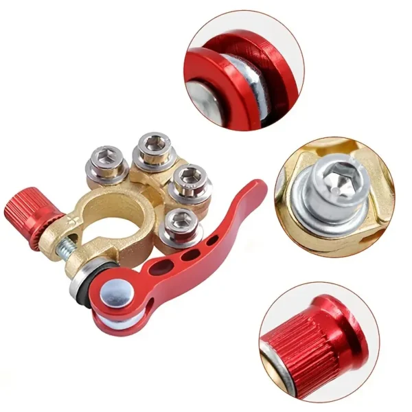 1 paire de connecteurs de bornes de batterie à dégagement rapide, mâchoires à 4 bornes, corps en alliage d'aluminium, bornes de connexion à vis pour applications automobiles – Image 6