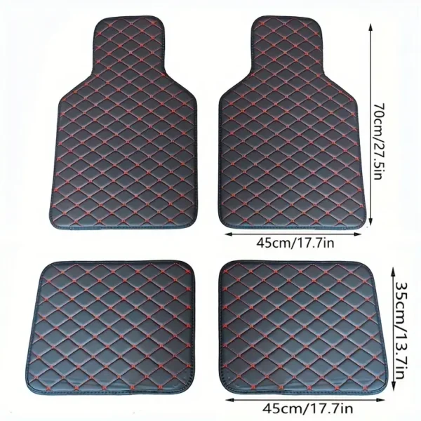 Lot de 4 tapis de sol universels pour voiture, design en cuir PVC durable en relief, tapis de sol imperméables et résistants à la traction - Image 11