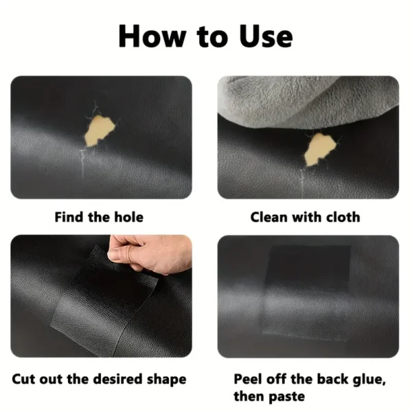 1 pièce autocollante pour réparation de cuir, colle arrière autocollante pour réparation de canapé, patchs en cuir artificiel auto-adhésifs, patch en tissu – Image 5