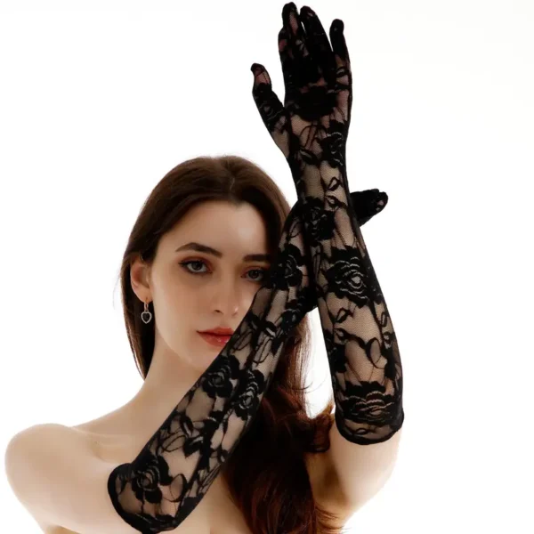 Gants en dentelle noire Accessoires de déguisement rétro de la haute société Gants de mariage Gants assortis punk foncé 19 décembre 2024 Kotazando