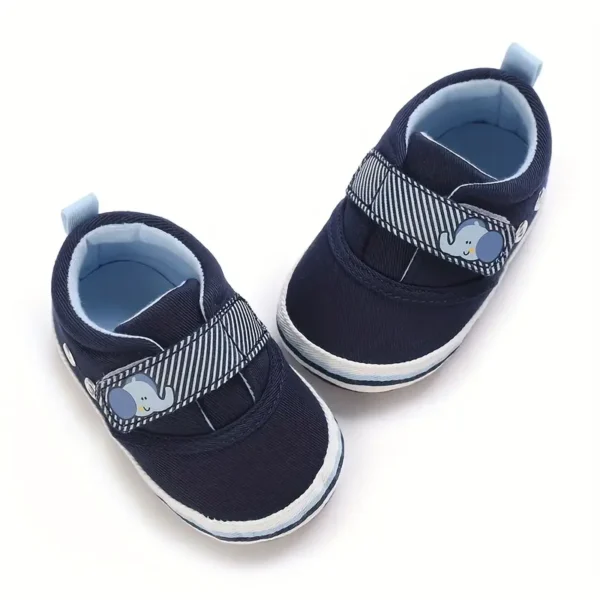 Baskets classiques tendance pour bébé garçon, toile à motif éléphant avec semelle en caoutchouc, chaussures de marche antidérapantes pour nouveau-nés - Image 8