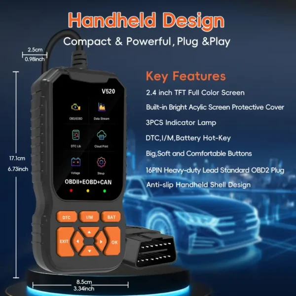 Outil de diagnostic professionnel OBD2, lecteur de codes de voyant de contrôle du moteur, scanner OBD2 avec réinitialisation, mode 6, mode 8 et préparation I/M, outil de diagnostic de scanner de voiture OBDII/EOBD Plug & Play pour toutes les voitures après 1996 – Image 9