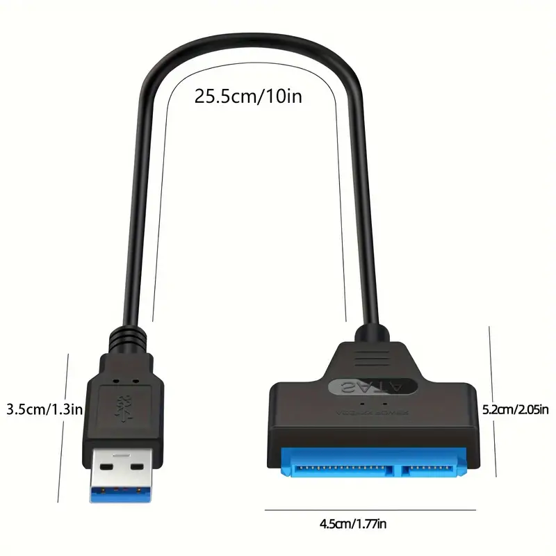 Câble adaptateur USB 3.0 vers SATA III haute vitesse pour disque dur/SSD de 6,35 cm, Plug & Play facile, compatible UASP, noir 5 Câble adaptateur USB 3.0 vers SATA III haute vitesse pour disque dur/SSD de 6,35 cm, Plug & Play facile, compatible UASP, noir – Image 4