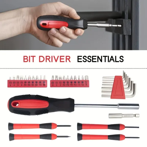 Ensemble d'outils pour la maison 39 pièces, kit d'outils à main en acier au carbone, outils manuels essentiels de réparation et d'organisation, construction en métal, avec étui portable, sans assemblage requis, non chargé – Image 7
