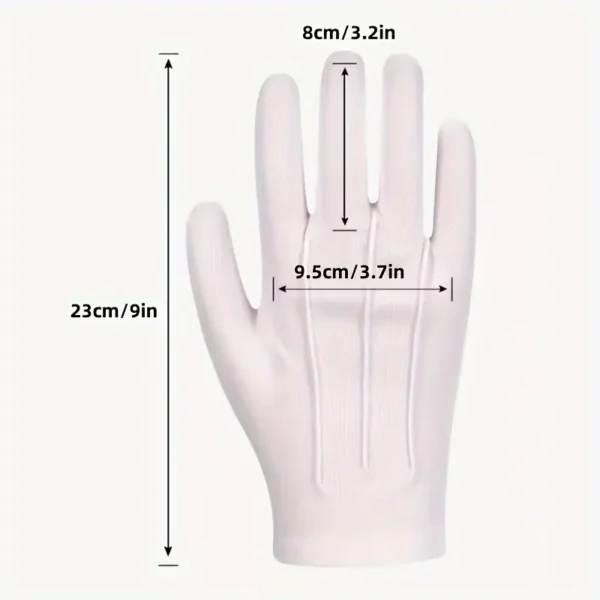 Gants en satin blanc avec boucle, lot de 10 pièces, en fibre de polyester, gants élégants pour spectacles, cérémonies, travail et appréciation des bijoux - Image 2