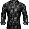 Chemise à fleurs jacquard tendance pour homme, Tissu en polyester non extensible à manches longues avec col à revers, chemise boutonnée à simple boutonnage pour toutes les saisons 22 décembre 2024 Kotazando