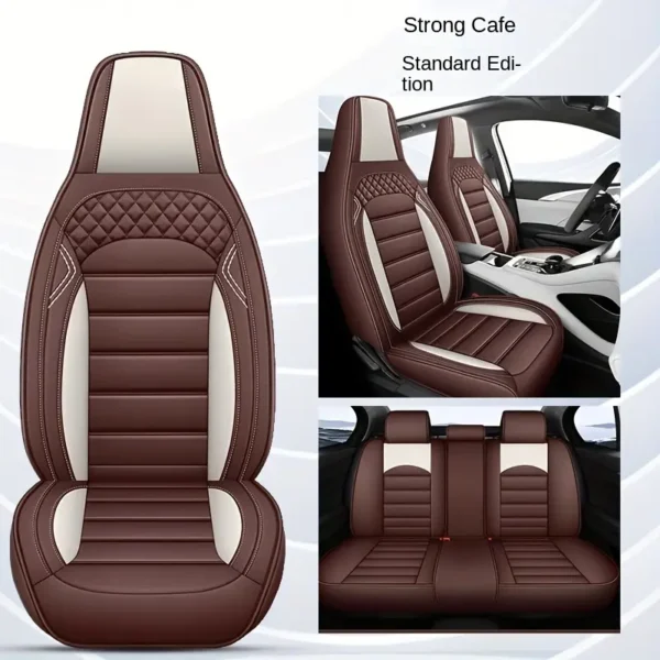 1 ensemble de housses de siège de voiture en similicuir de luxe à ajustement universel, Couverture complète imperméable, installation facile avec support en silicone antidérapant, rembourrage en éponge, compatible avec les voitures 5 places, SUV et camions