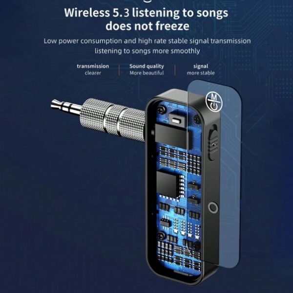 Transmetteur récepteur Bluetooth 5.3 2 en 1 Adaptateur sans fil 3,5 mm Adaptateur audio AUX pour voiture Audio Musique Aux Casque mains libres – Image 2