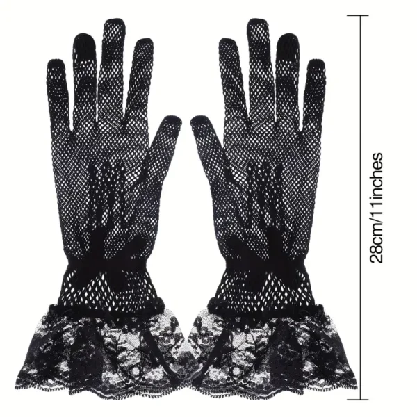 Une paire de gants en résille avec nœud en dentelle sexy pour robe de mariée, gants en maille avec nœud sexy pour performance formelle 19 décembre 2024 Kotazando