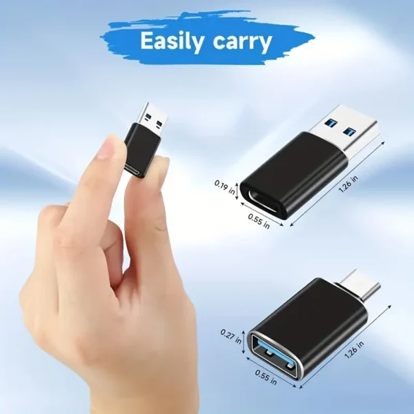 Lot de 4 connecteurs USB vers USB C, comprenant 2 convertisseurs de chargeur de type C femelle vers A mâle et 2 adaptateurs USB C mâle vers USB 3.0 femelle OTG pour iPhone 15 Pro Max Plus, Apple Watch, pour marque électronique, pour AirPods, utilisation en voiture – Image 7