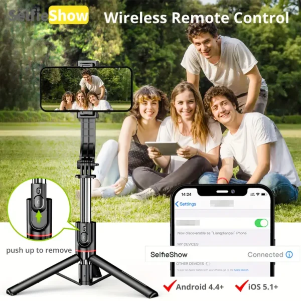 Perche à selfie portable de 111,76 cm avec télécommande sans fil, support extensible pour smartphone, rotation à 360 degrés, compatible avec iPhone 13 12 11 Pro Xs Max Xr X 8 7 6 Plus, smartphones Android Samsung 13 décembre 2024 Kotazando