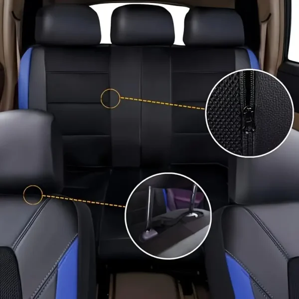 Lot de 9 housses de siège de voiture en similicuir de qualité supérieure, Respirantes, faciles à nettoyer et durables avec rembourrage en éponge, Convient aux sièges avant et arrière, nettoyage à sec uniquement - Image 7