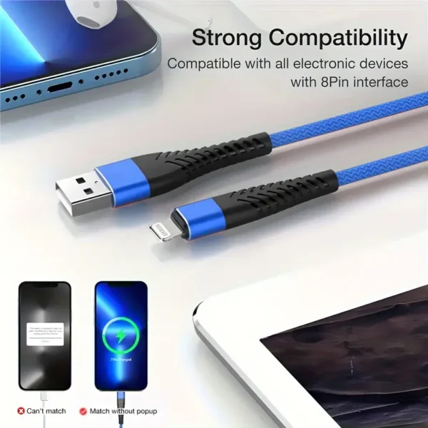 Câble de charge rapide USB pour iPhone [certifié MFi] pour iPhone 14 13 12 Pro Max X XR XS 8 7 6s 6, pour iPad Câble de charge de données USB – Image 8