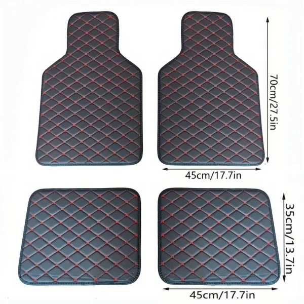 Lot de 4 tapis de sol universels pour voiture, design en cuir PVC durable en relief, tapis de sol imperméables et résistants à la traction - Image 16