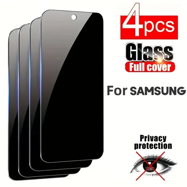 Lot de 4 protecteurs d'écran en verre trempé de confidentialité pour Samsung S23 S21 S20 FE A15 A14 A13 A12 A24 A23 A22 A25 A34 A35 A54 A55 A53 A52s A51 A71 A73 5G A04 A04S A05 A05S A31 A32 A33 Series - Image 12