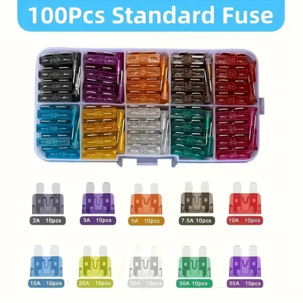 Assortiment de 100 fusibles de taille moyenne pour voiture, Polyvalent pour voitures et camions – Image 8