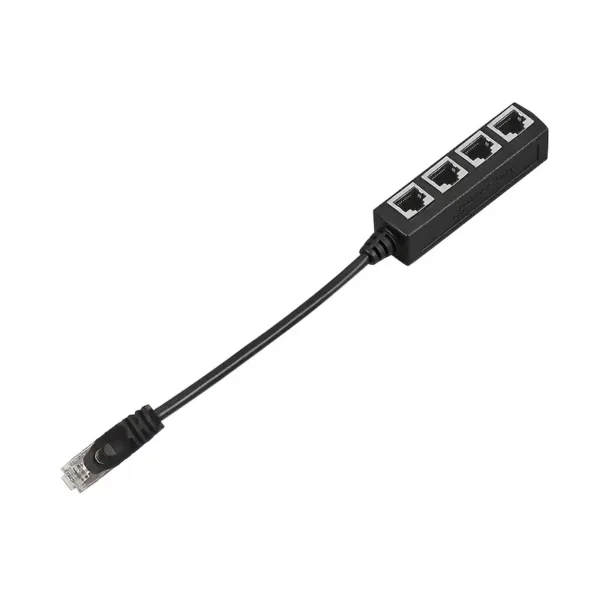 Câble répartiteur Ethernet RJ45 haute vitesse SZWYM, 1 mâle vers 4 femelles, compatible avec les câbles réseau Cat5/Cat5e/Cat6/Cat7, connecteur noir durable pour une mise en réseau efficace - Image 5