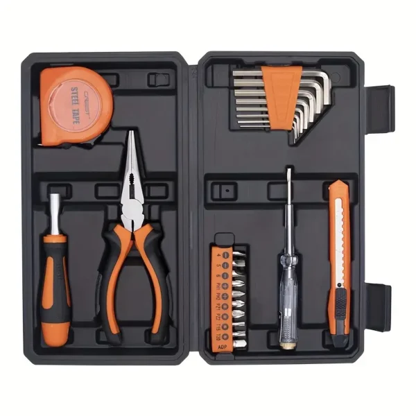 Coffret d'outils multifonctions avec boîte à outils Coffret d'outils multifonctions avec boîte à outils, kit de réparation ménager et automobile manuel, comprend une clé, une pince, un jeu de tournevis, un marteau, un mètre ruban 5 décembre 2024 Kotazando