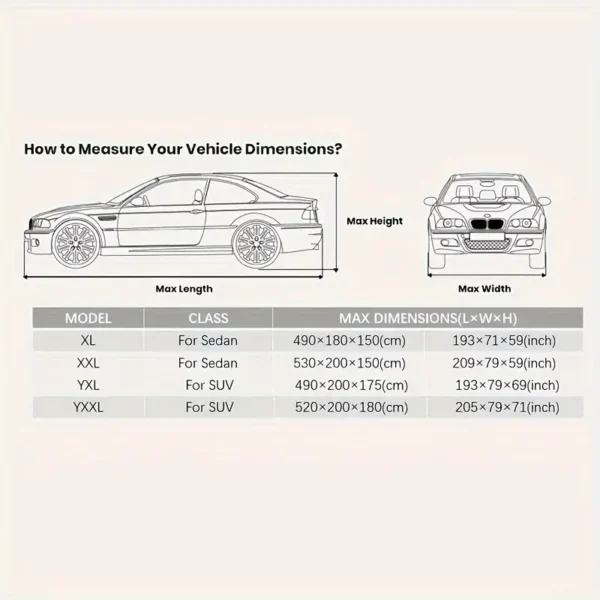 Housse de voiture toutes saisons, housse de voiture SUV pour automobiles, housse de voiture extérieure, protection contre le soleil, les UV, la neige, le vent, housse extérieure complète respirante, housse de voiture universelle pour berline (4,32 mètres-4,9 mètres, 4,9 mètres-5,31 mètres) Ajustement universel pour SUV (4,32 mètres-4,9 mètres, 4,9 mètres-5,21 mètres) 16 décembre 2024 Kotazando