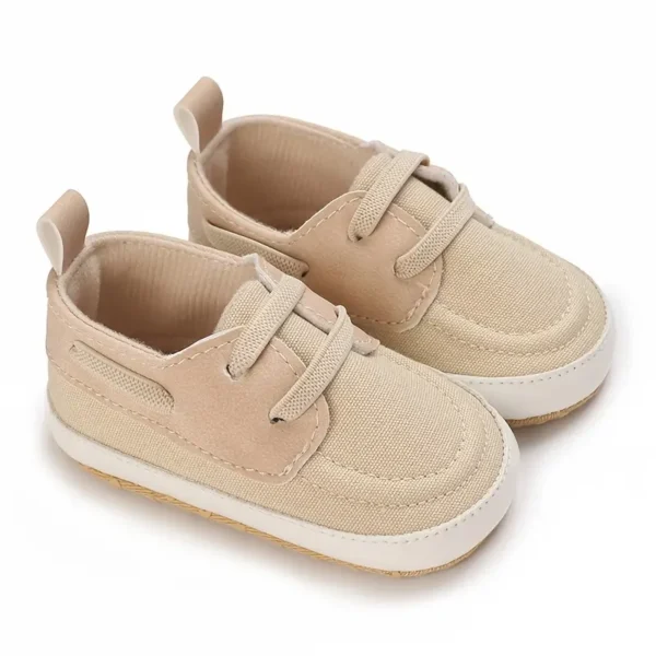 Paire de chaussures en toile style sport vintage preppy pour bébé garçon, Chaussures de marche décontractées toutes saisons pour tout-petits avec lacets et fermeture à enfiler - Image 14