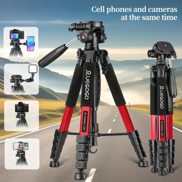 Uegogo Trépied DSLR en alliage d'aluminium de 187,96 cm avec rotule amovible – Image 9